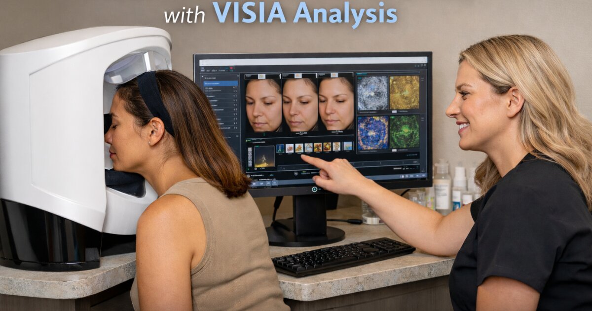 VISIA skin analysis consultation at Serenity Hill Aesthetics showing personalized facial treatment planning